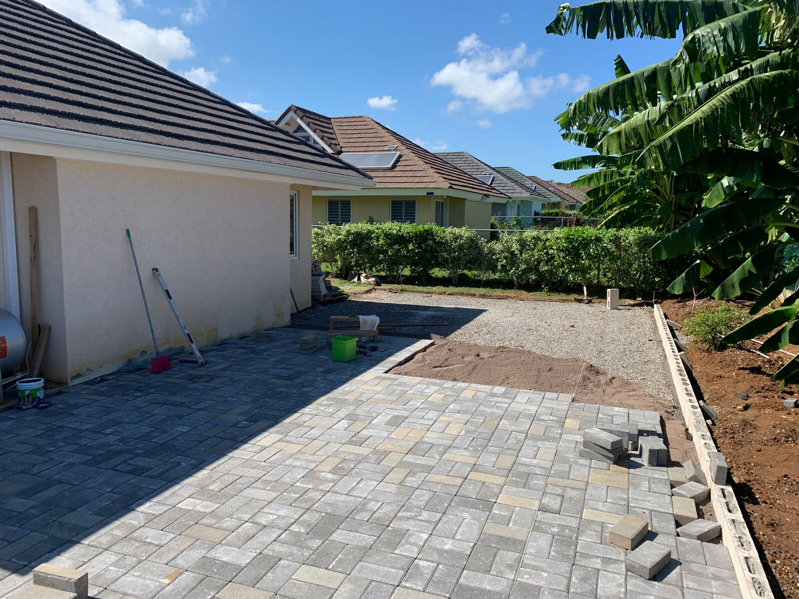 Boundary paving installation progress