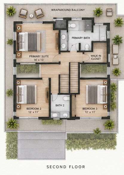 Villa 1 upper-floor plan