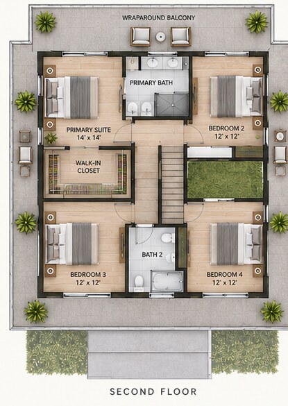 Villa 2 upper-floor plan